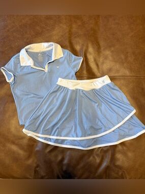RBX Light Blue and White Athletic Skort Set